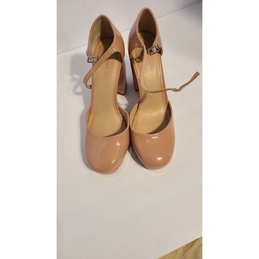 Madden Girl Womens Unaa Faux Leather Ankle Strap Block Heels Shoes Size 10